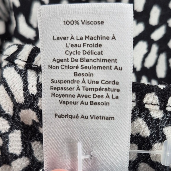 Talbots Plus 2X Black White Abstract Print Wrap Tie Waist Blouse Long Sleeve Top - Picture 10 of 14